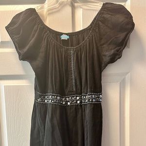 Black cotton Mexican style dress with sparkly detail